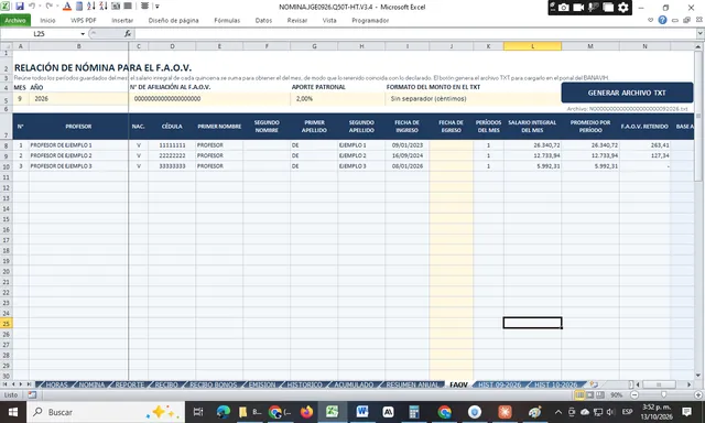 Formato de Declaración de Contribuciones en Excel